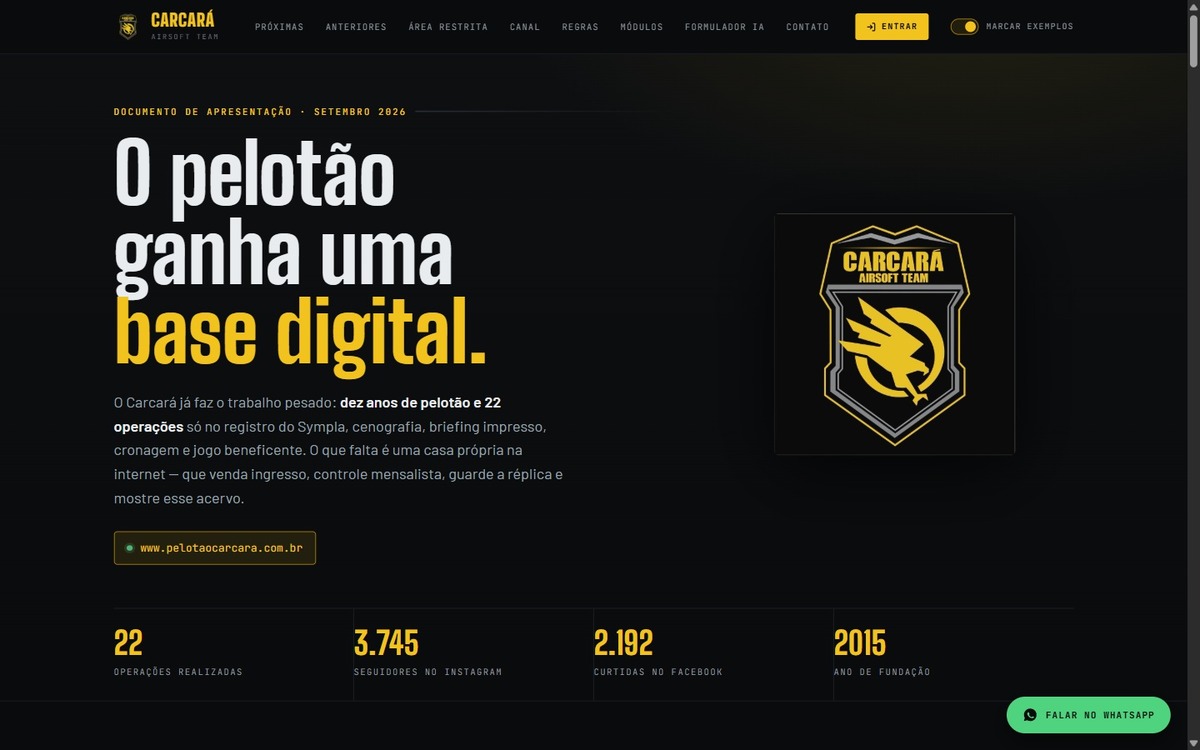 Tela de Pelotão Carcará